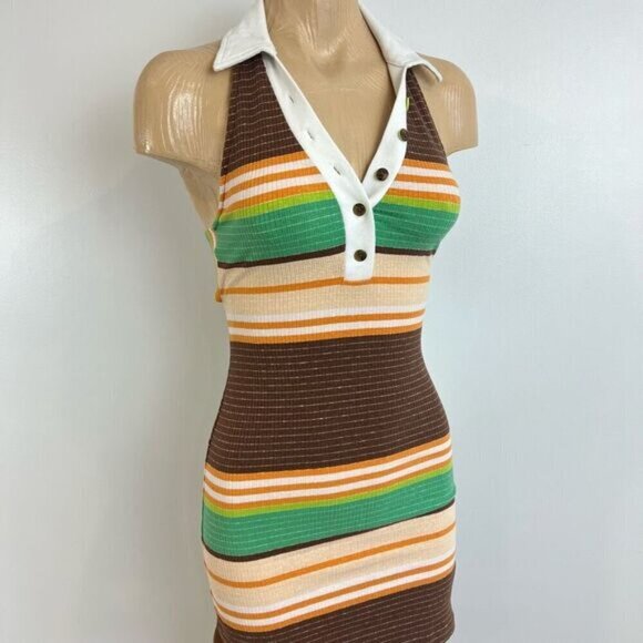 Urban Outfitters Women’s Small Dalton Striped Rib Knit Mini Dress Sold Out Y2K - Picture 2 of 10